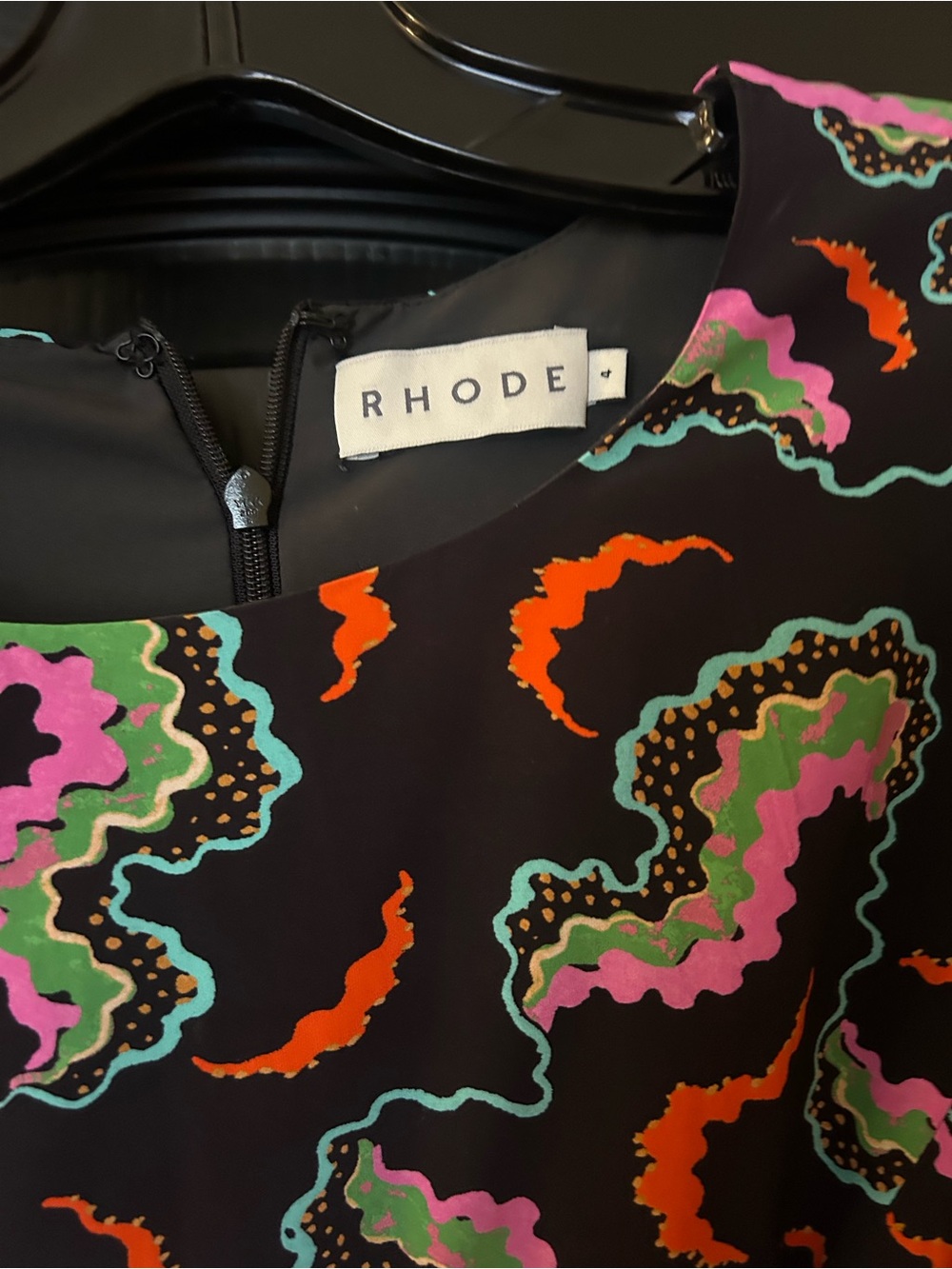 Rhode Pia Black Multicolor Puff-Sleeve Dress - Picture 3 of 3